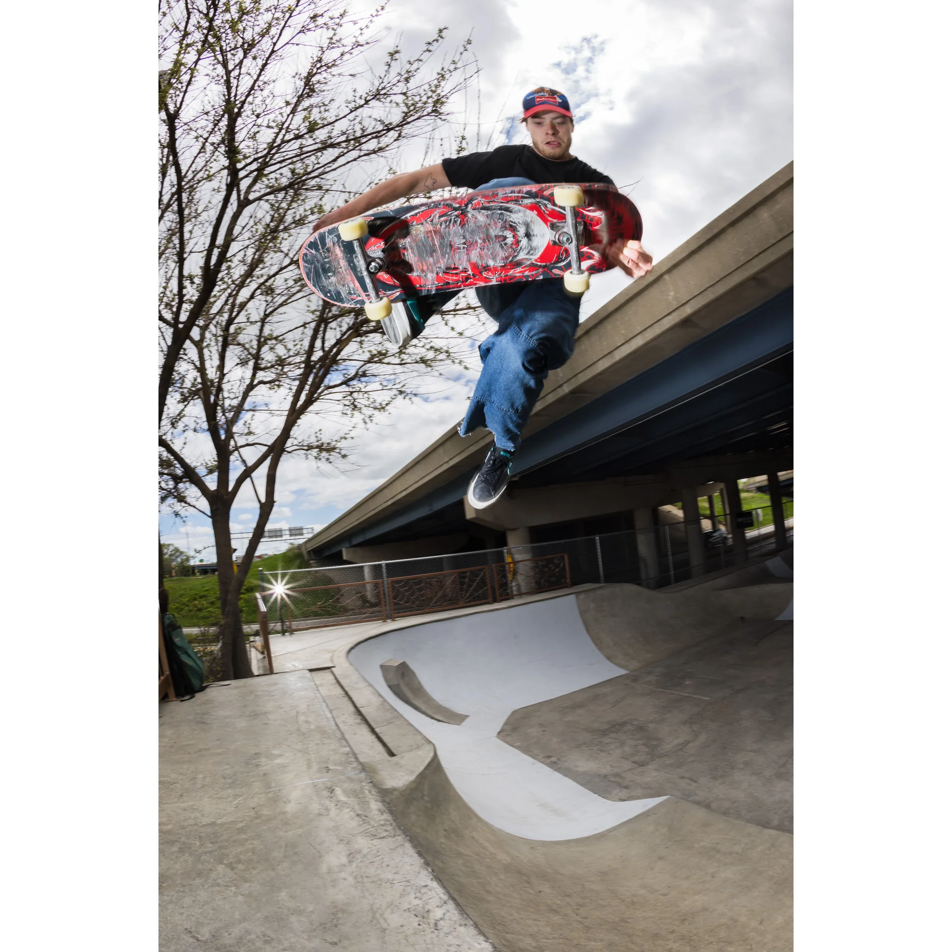 Local skater Felix Meyers getting huge air. Photo shot by Peter Diatoni.
